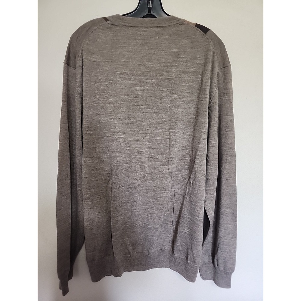 Kenneth Roberts Platinum Cosby Sweater Mens XXL 100% Merino Wool Brown Check‎ - Picture 4 of 7